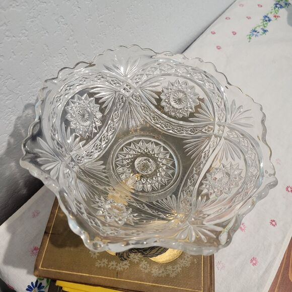 Imperial Glass Other - Vintage Imperial Glass-Ohio Hobstar Clear Flared Bowl 7.5" round Gilded Age